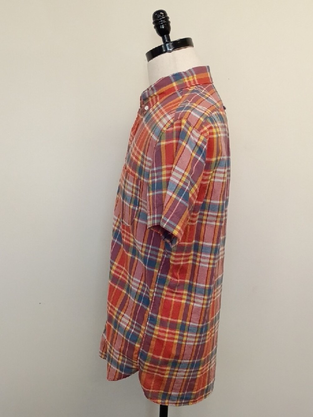 J.Crew Red Multicolor Plaid Short Sleeve Button Down Shirt Size Medium - Picture 3 of 11
